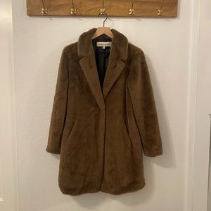 Brown Faux Fur Coat with Pockets